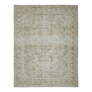 1970s Vintage Persian Handmade Wool Cotton Beige Area Rug For Sale
