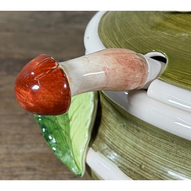 Vintage Italian Ceramic Mushroom Soup Tureen With Ladle and Lid For Sale In Providence - Image 6 of 10