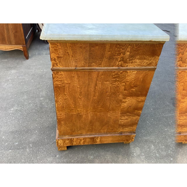 French Antique Birds-Eye Maple Antique Chest W/ Marble Top For Sale - Image 11 of 13