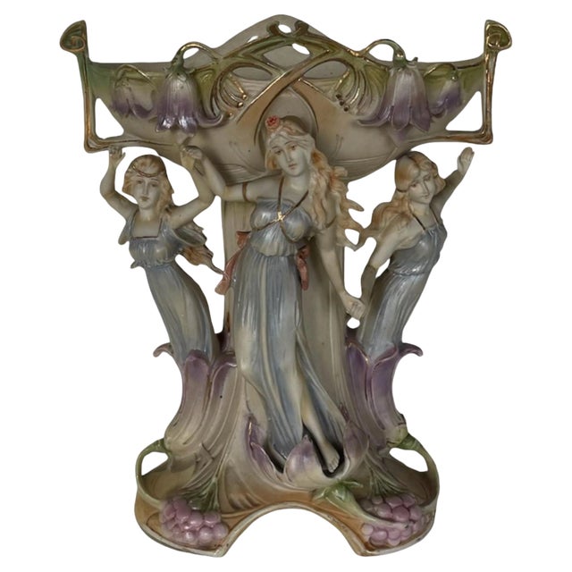 Begin 20th Century French Three Graces Art Deco Flower Bowl For Sale