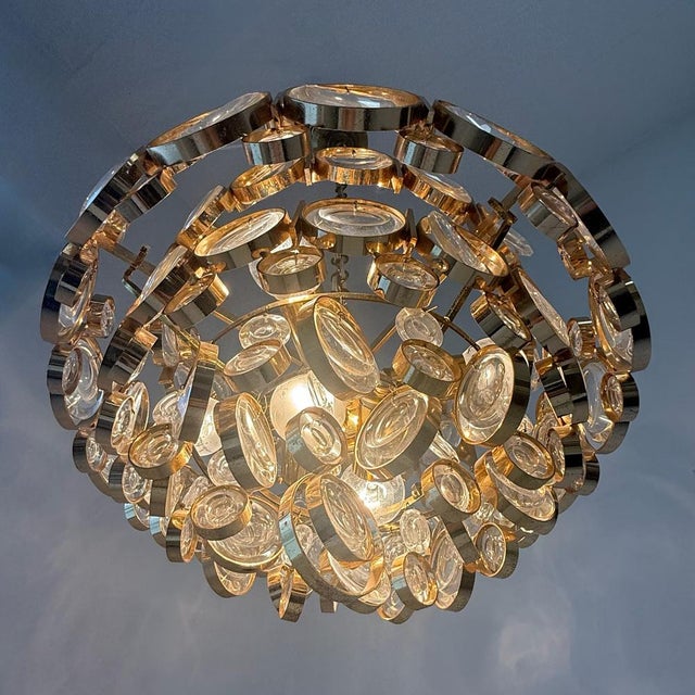 Postmodern 24-Karat Gold-Plated 6-Light Chandelier by Gaetano Sciolari for Palwa, 1970s For Sale - Image 15 of 18