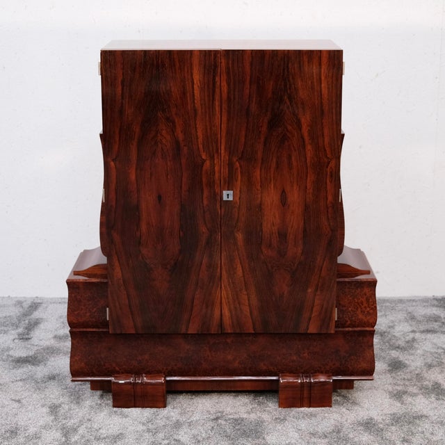 Art Deco Bookcase or Bar Cabinet in Hand-Polished Shellac Ash and Thuja Burl Wood, France, 1930s For Sale - Image 11 of 11