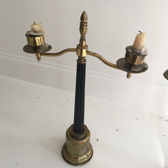 Brass & Black Candelabras A Pair Chairish