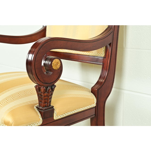 Brown Baker Furniture Style Regency Carved Mahogany Armchairs, Pair For Sale - Image 8 of 13
