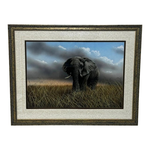 Peter Jepson (British, b.1936) African Bull Elephant at Letaba, Kruger National Park | Original Wildlife Painting c.1999 For Sale