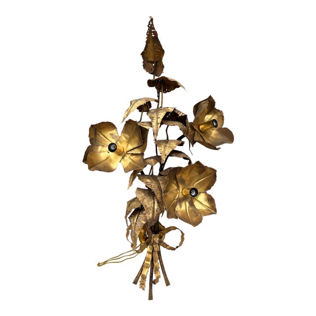Oversize Modernist Flowers Metal Sconce, Circa 1960 For Sale