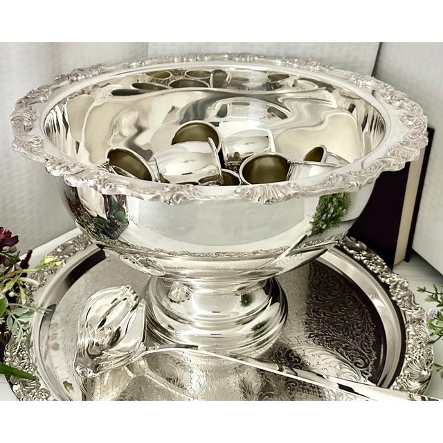 Mid 20th Century Oneida Silver Plated Punch Bowl Set With Rogers Tray ...