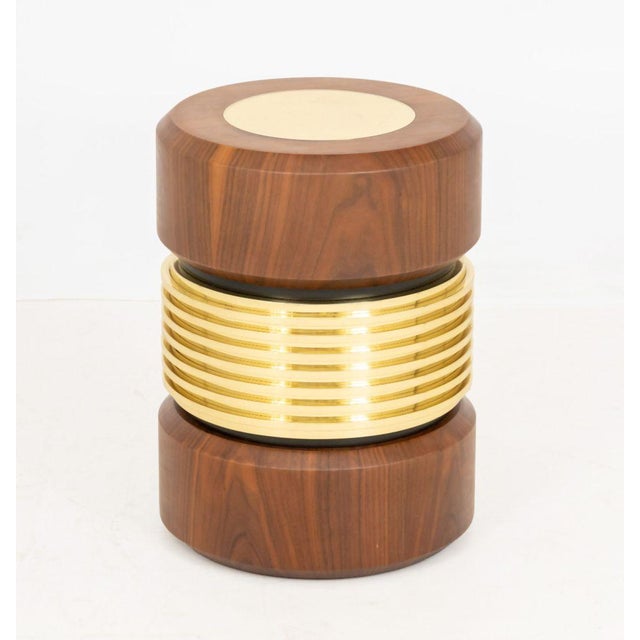 Wood Hannoi Walnut and Gold-Tone Brass Side Table For Sale - Image 7 of 7