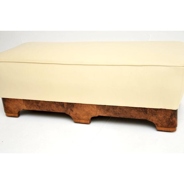Art Deco Burr Walnut and Leather Ottoman, 1930s For Sale - Image 9 of 11