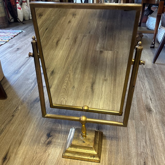 1940s Vintage Double-Sided Brass Vanity/Table Mirror – C. 1940s–1950s For Sale - Image 5 of 5