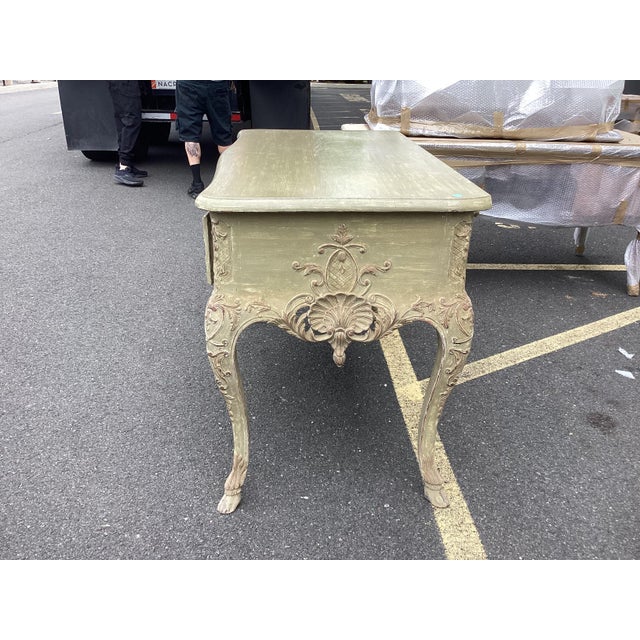 French Vintage Rococo Painted Console Table For Sale - Image 4 of 10