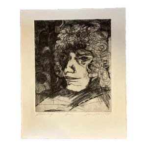 1970’s Diane Exline Studio Proof Female Portrait “Anne” Etching Signed
