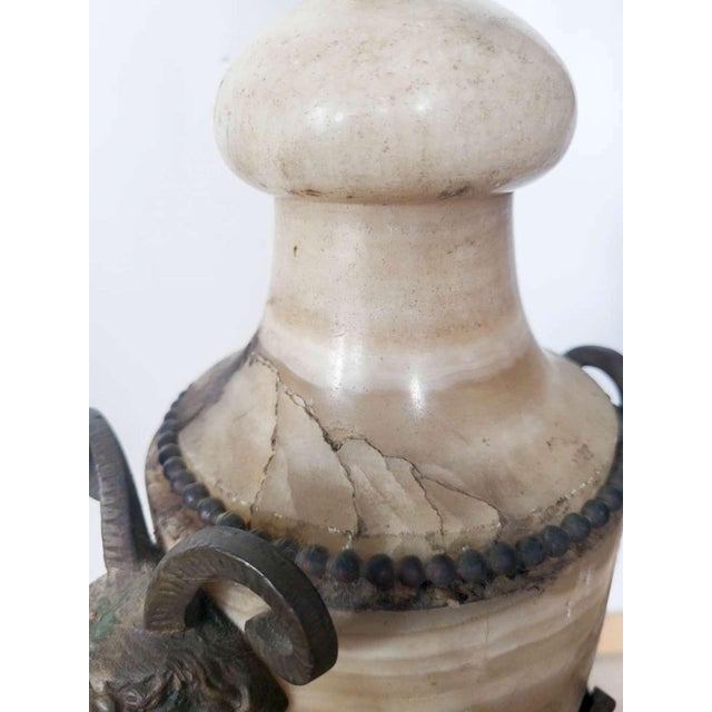 Beige Antique Art Nouveau Marble Devil or Goat Table Lamp For Sale - Image 8 of 14