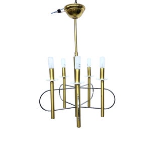Chandelier in Brass, Chrome and Glass from Sciolari, 1960s For Sale