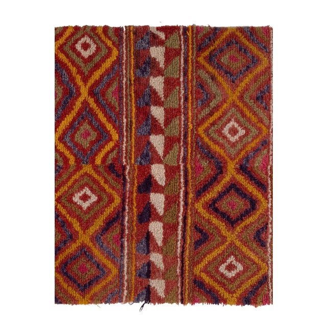 1970s Checkered Midcentury Tulu Rug in Soft Colors 3'10" X 5'4" For Sale - Image 5 of 12