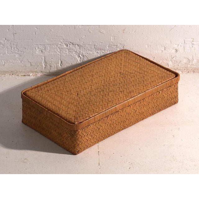 Antique Japanese Box in Woven Bamboo, Japan, 1950 For Sale - Image 3 of 11