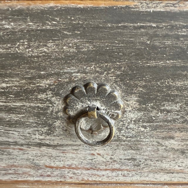 Wood Vintage Elm Console With Patina Finish and 4 Drawers For Sale - Image 7 of 14