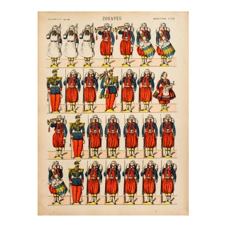 1880s - 1890s French Military Print - Imagerie d'Épinal #112 - Zouaves For Sale