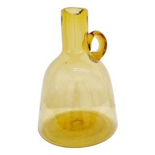 Amber Handcrafted Glass Vase, 1970s For Sale