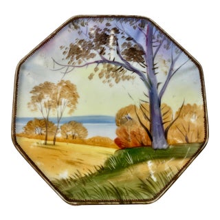 Nippon "Morimura" Hand Painted Octagon Shaped Porcelain Footed Trivet For Sale