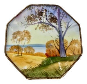 Nippon "Morimura" Hand Painted Octagon Shaped Porcelain Footed Trivet