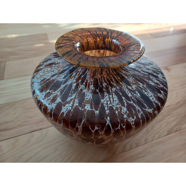 Mid-Century Modern Vintage Murano Style Azzurra Vetreria Artistica Italian Art Glass Vase For Sale - Image 3 of 3