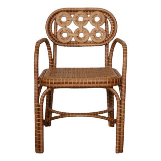 Bridget Chair with Arms in Stained Rattan and Plywood by Popus Editions For Sale