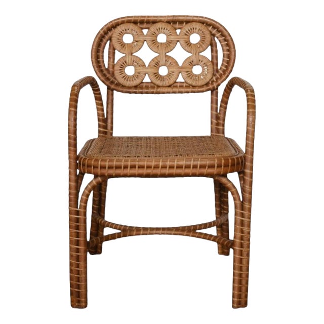 Bridget Chair with Arms in Stained Rattan and Plywood by Popus Editions For Sale
