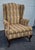 Vintage Queen Anne Wingback Chair Mahogany Cabriole Leg Striped Tapestry Floral For Sale - Image 11 of 15