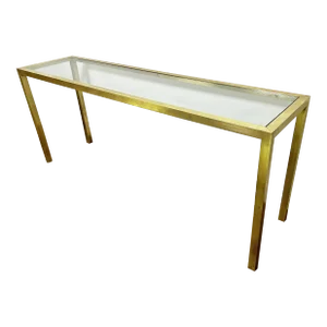 C. 1970s Parsons Style Brass Console Table Attributed to Directional