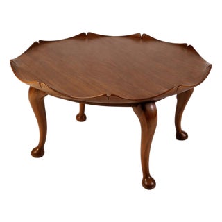 Mid-Century Teak Coffee Table with Scalloped Top, 1950s For Sale
