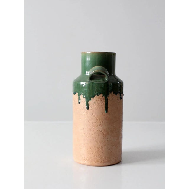 Ceramic Vintage Italian Terra Cotta Drip Glaze Vase For Sale - Image 7 of 11