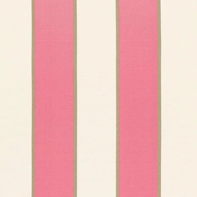 Schumacher Montebello Stripe Fabric in Berry For Sale