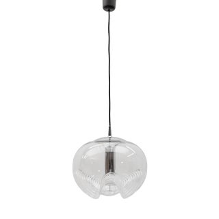 Clear Glass Wave Pendant Lamp by Koch & Lowy for Peill & Putzler, 1960s For Sale