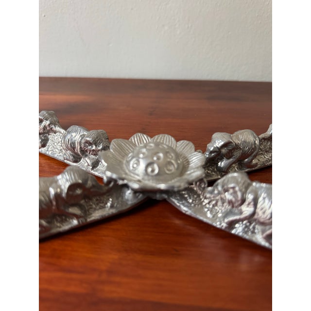 Hollywood Regency Vintage Signed Arthur Court Elephant Casserole Dish Holder – Cast Aluminum Safari Trivet / Serving Stand For Sale - Image 3 of 9