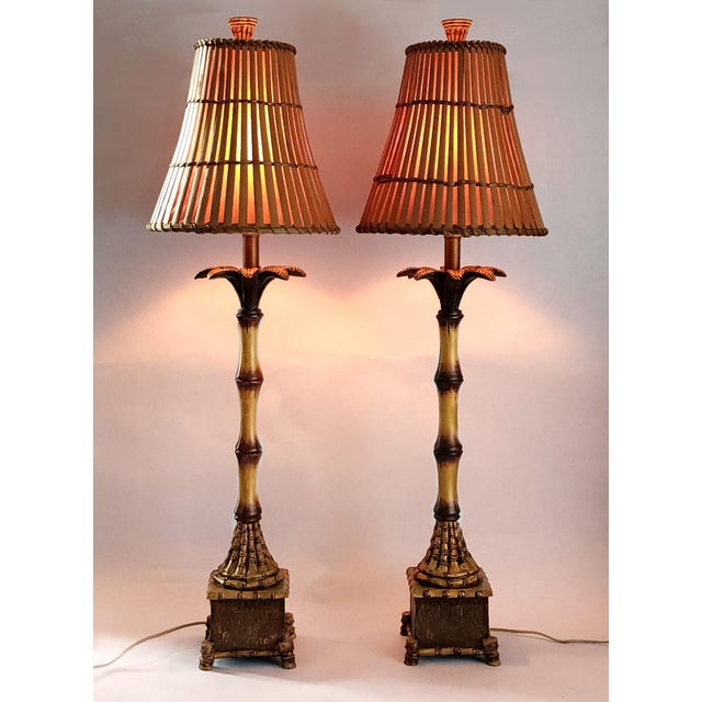 Late 20th Century Lamp Pair Bamboo Restored For Sale - Image 5 of 13