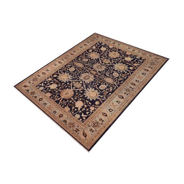 Transitional Oriental Ziegler Blue Green Hand-Knotted Wool Rug - 9'4'' X 12'6'' For Sale - Image 3 of 8