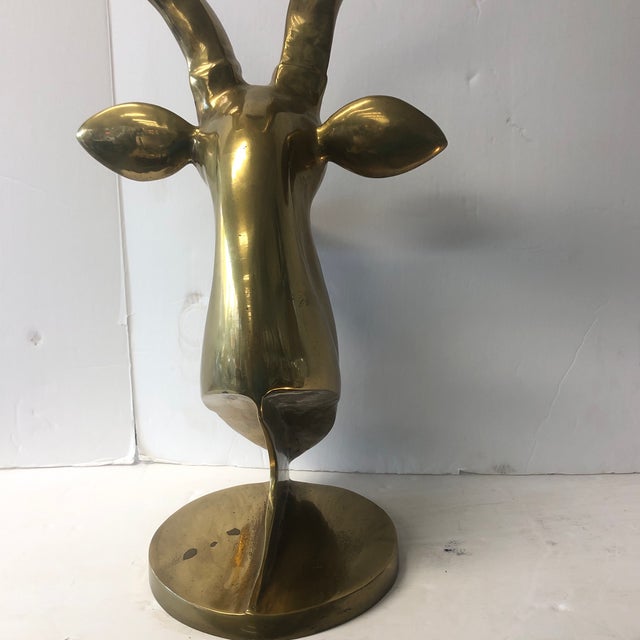Hollywood Regency Brass Gazelle Head Statue For Sale - Image 9 of 13