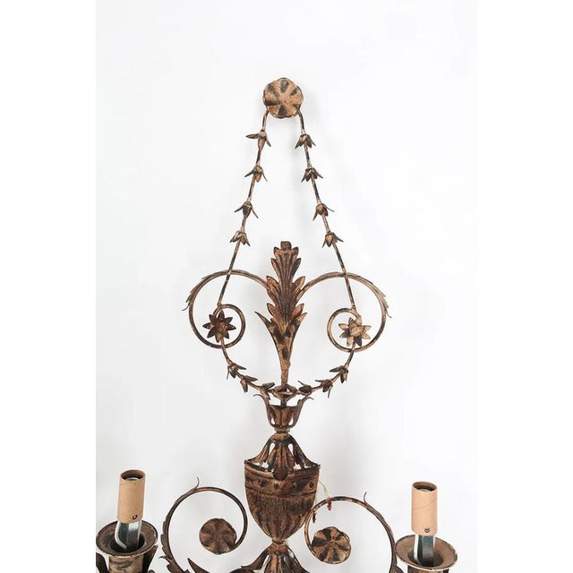 Bronze Fine Pair of Lillian August Florentine Italian Tole Style Lighting Sconces For Sale - Image 8 of 15