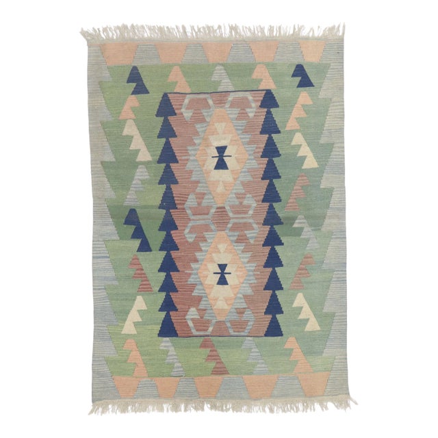 Vintage Persian Shiraz Kilim Rug, 03'11 X 05'07 For Sale