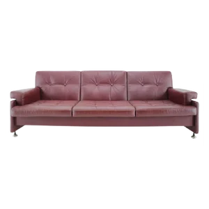 Czechoslovakian Folding Sofa in Leather by Arch. Spicka, 1970s