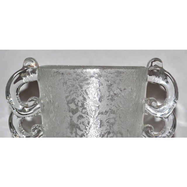 1930 Art Deco Pierre d'Avesn Etched Fine Art Glass Vase Four Handles Daum France For Sale - Image 13 of 15