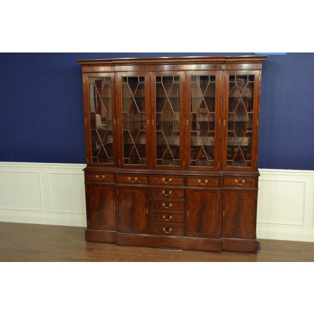 2020s Large Five Door Traditional Georgian Mahogany Breakfront China Cabinet/Bookcase by Leighton Hall For Sale - Image 5 of 12