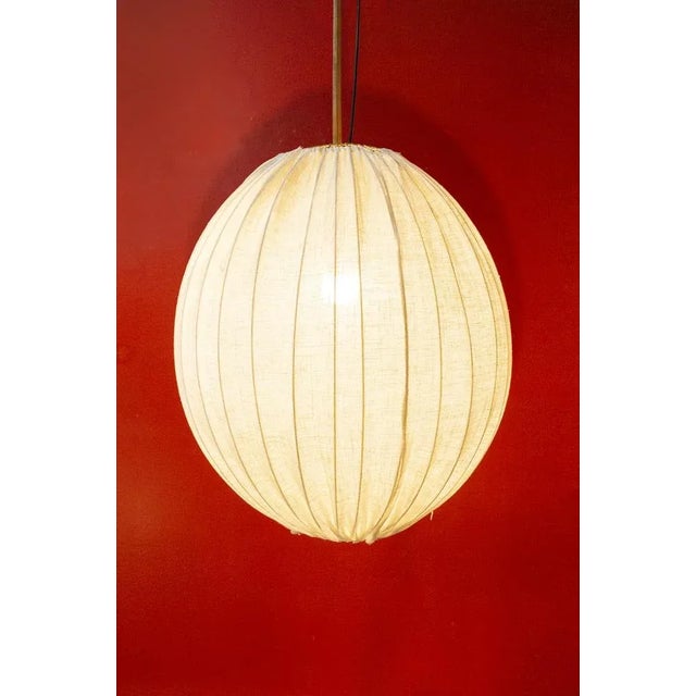 Danish lamp with metal structure, fabric coating, wooden details. Danish production 1950s Up to 250V (Europe/UK...