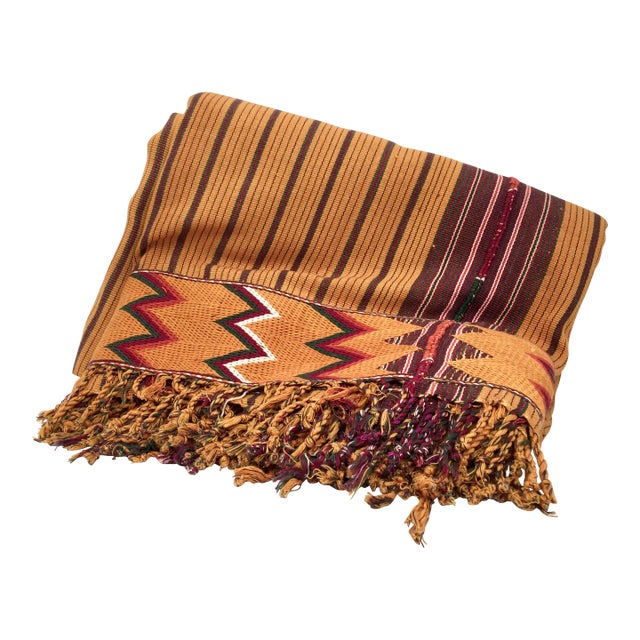 Vintage Handwoven Tribal Nigerian Kente Cloth Wedding Blanket Textile For Sale