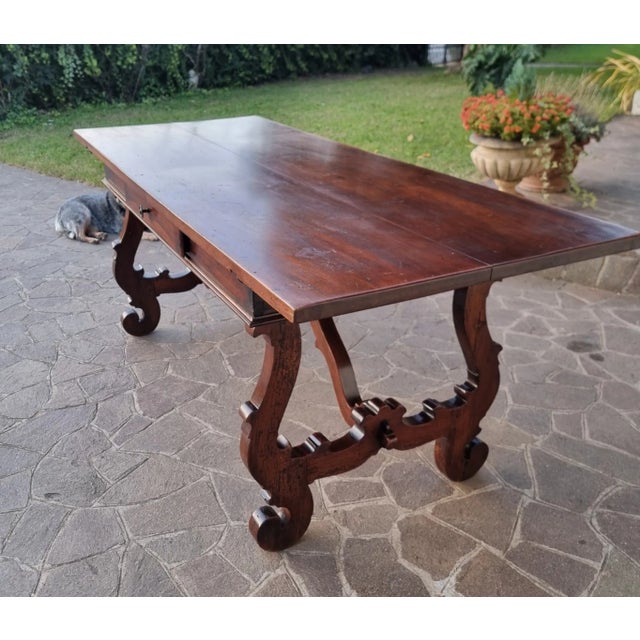 Large Tuscan Fratino Table in Walnut, 1800s For Sale - Image 9 of 12