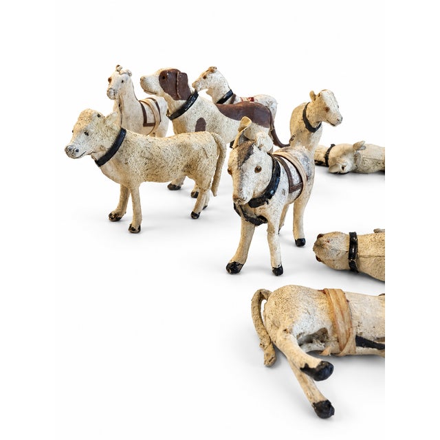 Animal Skin Great for Decor - Late 19th C. Antique German Hide-Covered Miniature Putz Farm Animals - Lot of 11 For Sale - Image 7 of 9