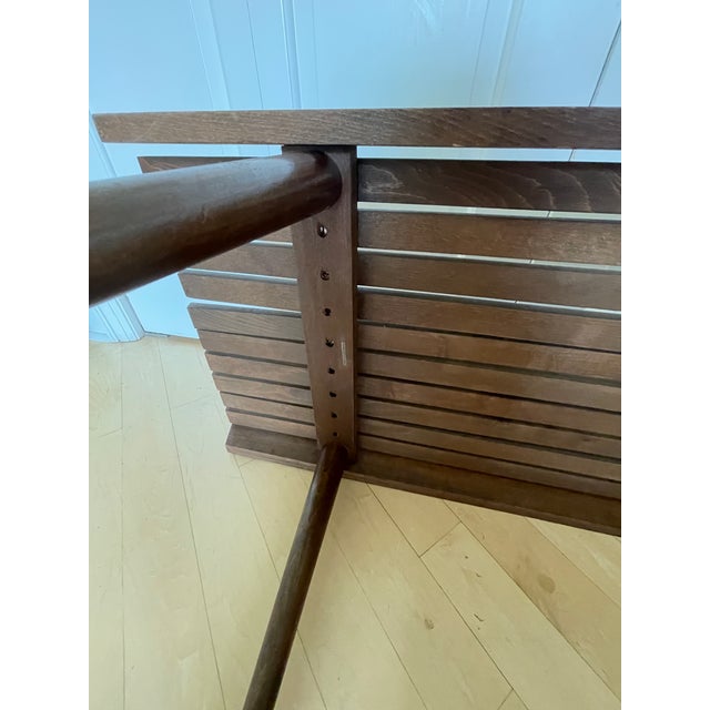 1950s Vintage Mid Century Modern Yugoslavian Beech Wood Slat Coffee Table Bench MCM For Sale - Image 5 of 12