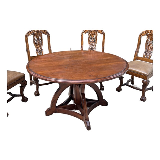 Late 20th Century Woodland Round Solid Wood Dining Table For Sale