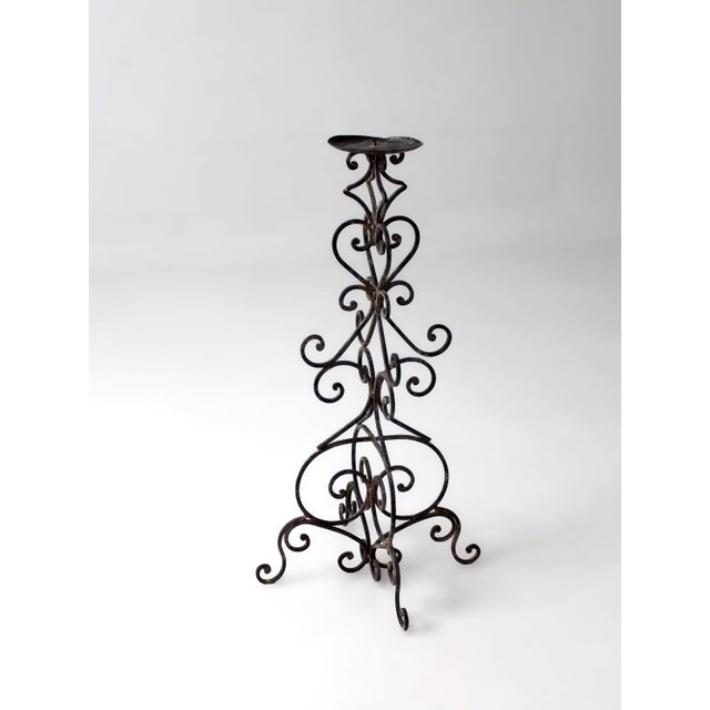 Gothic Vintage Scrollwork Iron Candle Stand For Sale - Image 3 of 17